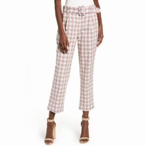 English Factory Sz S High Waisted Belted Pleated Front Pants Linen Blend Office